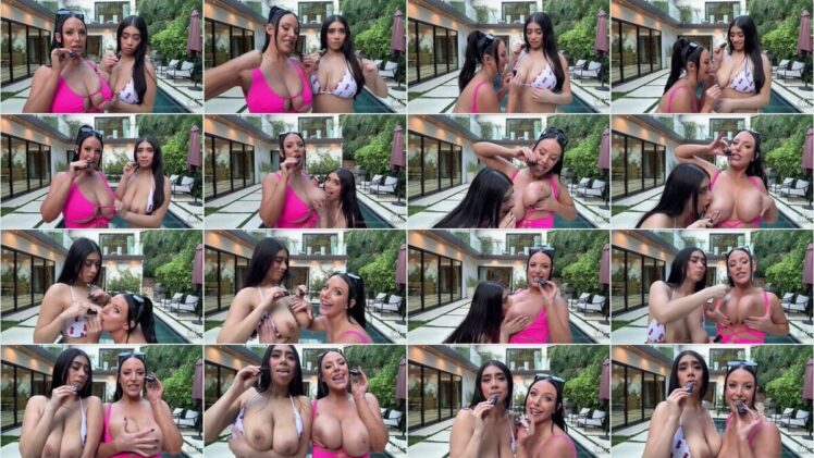Angela White And Violet Myers NEW Titty Sucking Lips Kissing ASMR JOi In The POOL